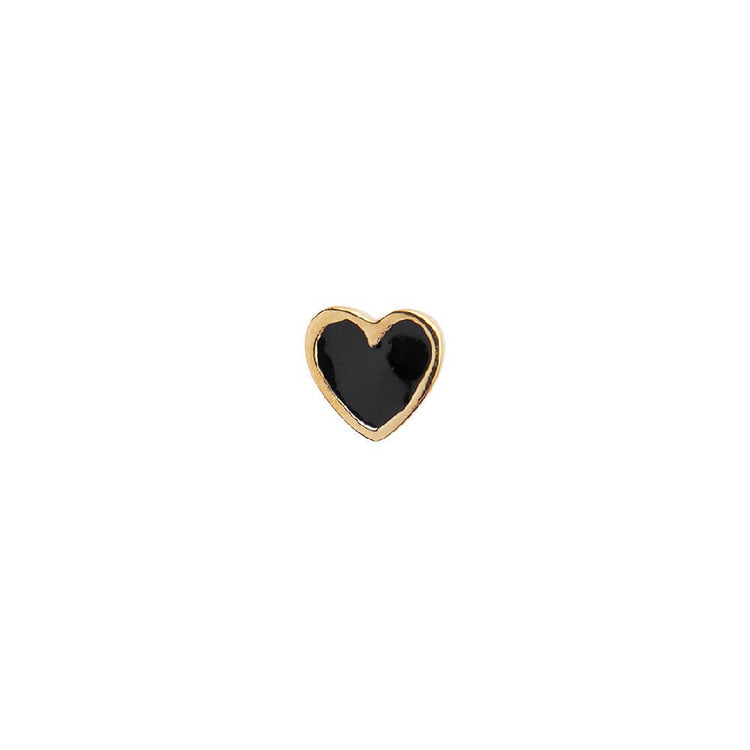 PETIT LOVE HEART BLACK ENAMEL GOLD